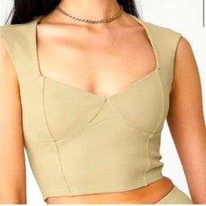 Alo Ribbed Sweetheart Short Sleeve size Small